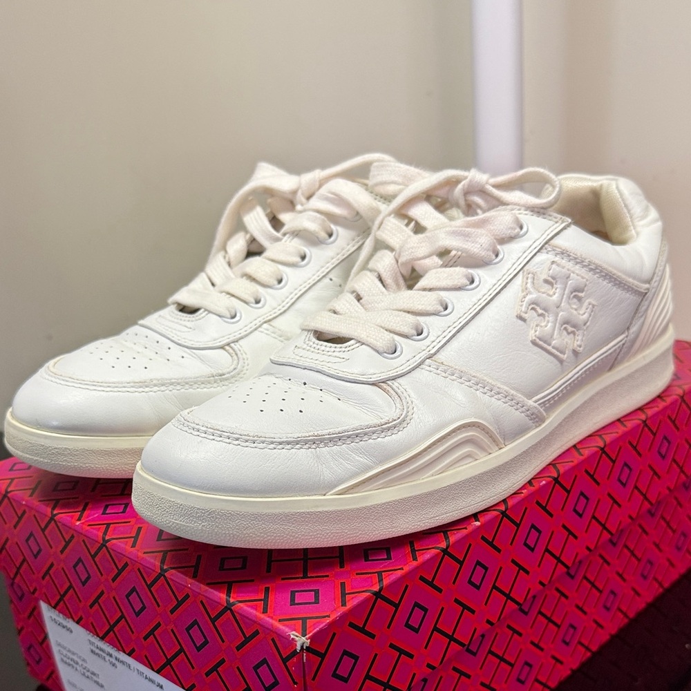 Tory Burch Clover Court Nappa Leather Court Sneakers size 8